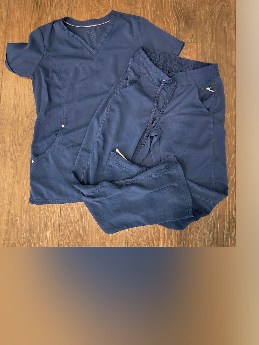 Beyond Scrubs Womens Navy Drawstring Scrub Set